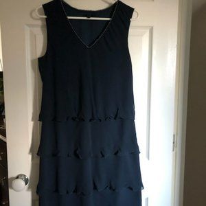Beautiful 1.2.3. Paris navy blue dress with matching cardigan.